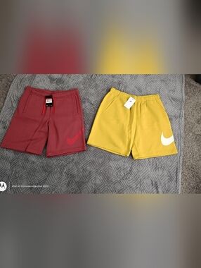 Nike Men's Sportswear Club Casual 2-pack Yellow/Red Fleece Shorts Size Large